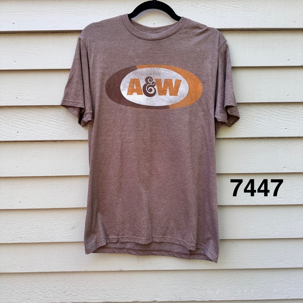 Tee Luv AW Root Beer Graphic T-Shirt Mens Medium Heather Brown Vintage Style NEW